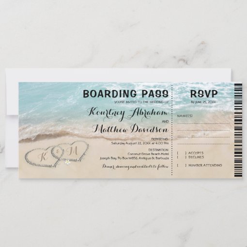 Boarding Pass Beach RSVP &amp; Wedding Invitation | Zazzle