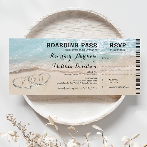 Boarding Pass Beach RSVP  Wedding Invitation