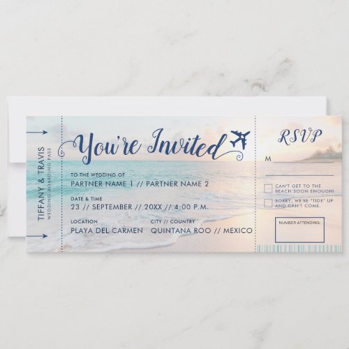 Boarding Pass Beach Ticket All_In_One RSVP and Invitation
