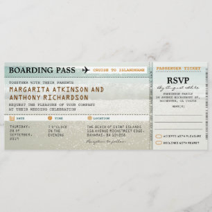 boarding pass beach waves wedding invites & RSVP