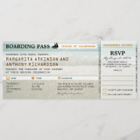 boarding pass beach waves wedding invites & RSVP