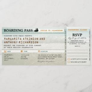 boarding pass beach waves wedding invites & RSVP