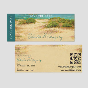 Boarding Pass Beach Wedding Save the Date Raffle Tickets