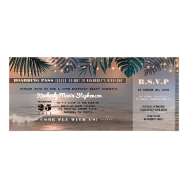 Boarding Pass Birthday Ticket | Beach Sunset Card Boarding Pass Birthday Ticket | Beach Sunset Card
