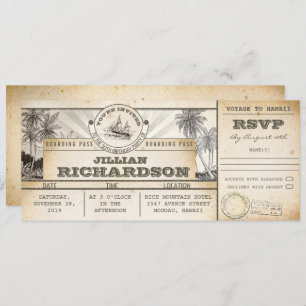 boarding pass birthday tickets voyage nautical invitation