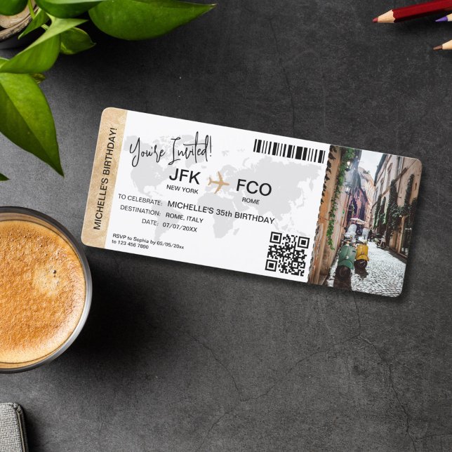 Boarding Pass Birthday Trip Plane Ticket Invitation (plane ticket boarding pass birthday invitation)