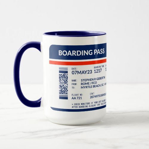 Boarding Pass blue and red SRG Mug