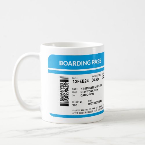 Boarding Pass blue DOS Coffee Mug