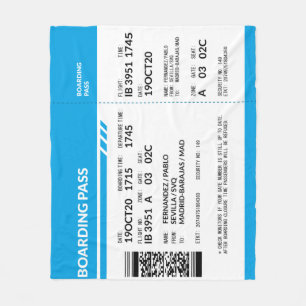 Boarding Pass (blue) Fleece Blanket