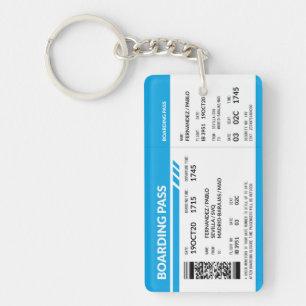 Boarding Pass (blue) Keychain