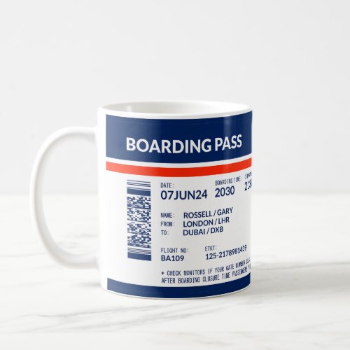 Boarding Pass _ Blue  Red Coffee Mug
