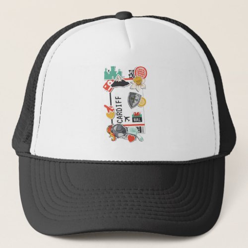 BOARDING PASS CARDIFF WALES TRUCKER HAT