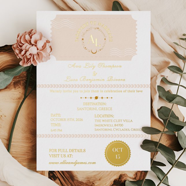 Boarding Pass Cosmic Wedding Destination Foil Invitation (Creator Uploaded)