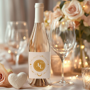 Boarding Pass Cosmic Wedding Wine Label