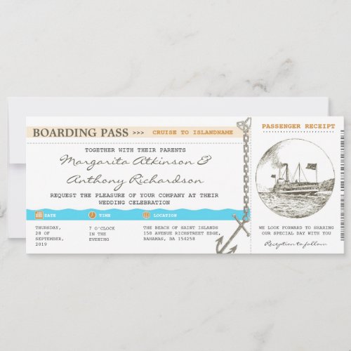 boarding pass cruise wedding invitations