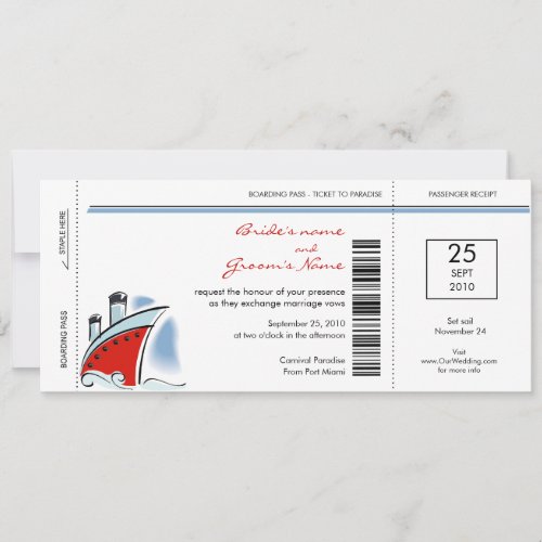 Boarding Pass Cruise Wedding Invitations