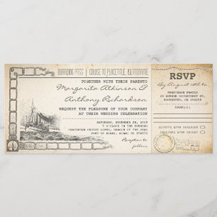 boarding pass cruise wedding invites with rsvp