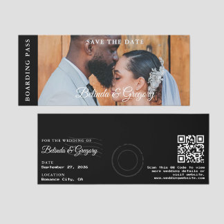 Boarding Pass Custom Photo Wedding Save the Date Raffle Tickets