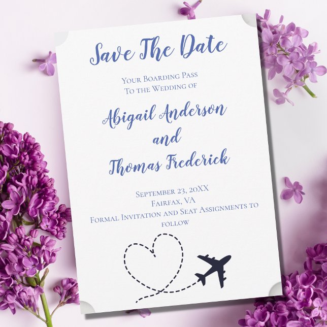Boarding Pass Destination Airplane Heart Wedding  Save The Date (Creator Uploaded)
