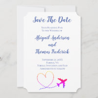 Boarding Pass Destination Airplane Heart Wedding   Save The Date