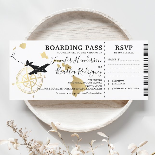 Boarding Pass Destination Hawaii Wedding Invitation (Creator Uploaded)