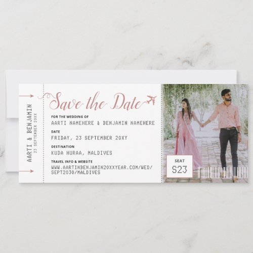 Boarding Pass Destination Photo Save the Date
