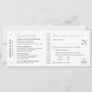 Boarding Pass Destination Ticket Cut-Off RSVP Card