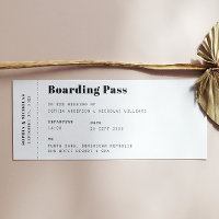 Boarding pass. Destination ticket travel wedding