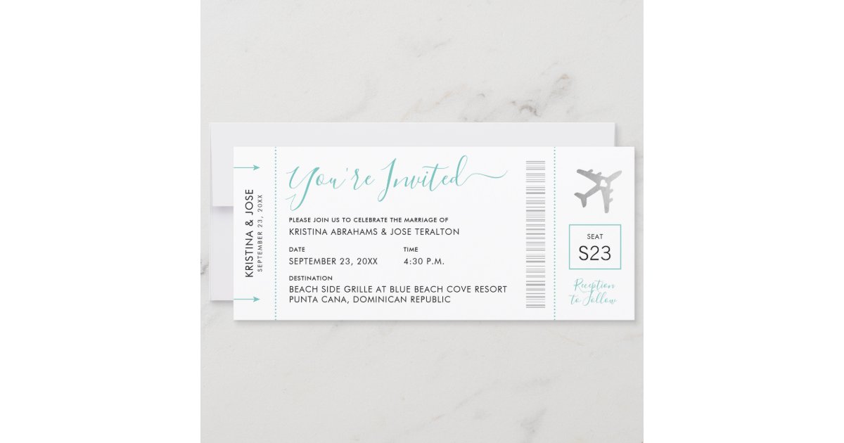 Boarding Pass Destination Wedding Invitation | Zazzle