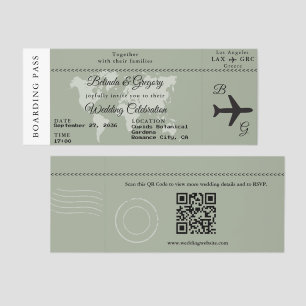 Boarding Pass Destination Wedding Invitation Raffle Tickets
