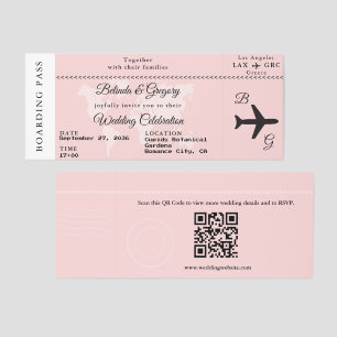 Boarding Pass Destination Wedding Invitation Raffle Tickets