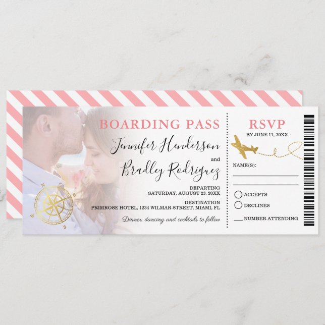 Boarding Pass | Destination Wedding Photo Invitation (Front/Back)