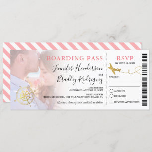 Boarding Pass Destination Wedding Photo Invitation