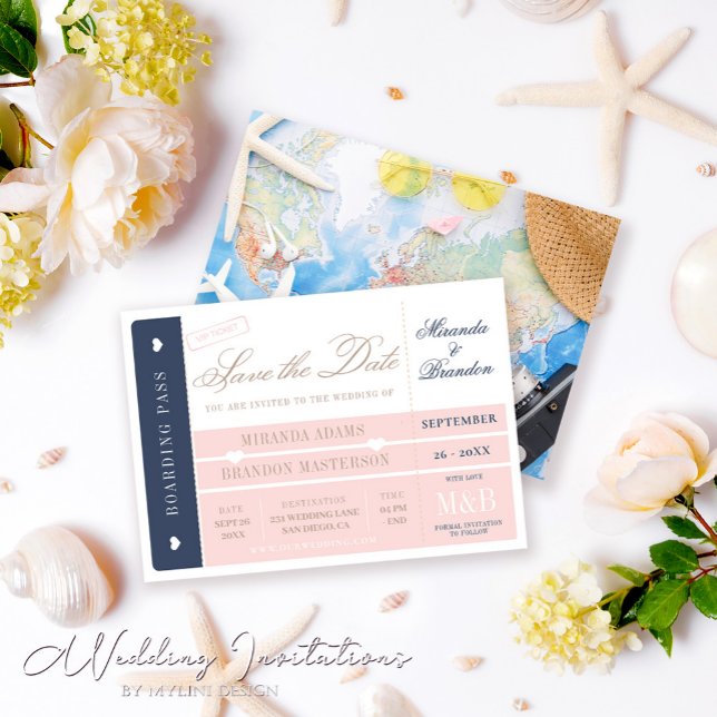 Boarding Pass Destination Wedding Save the Date (Creator Uploaded)