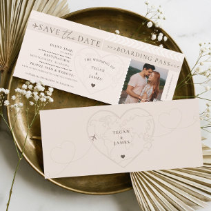 Boarding Pass Destination Wedding Save The Date Invitation