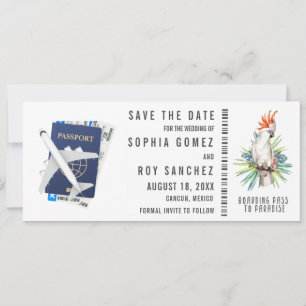 Boarding Pass Destination Wedding Save the Date Invitation