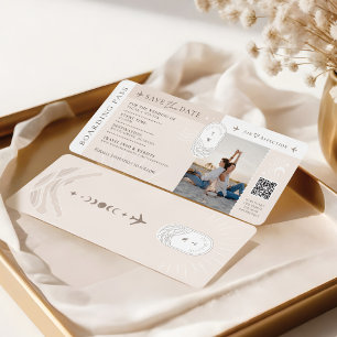 Boarding Pass Destination Wedding Ticket QR Code Invitation