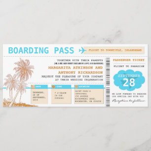 boarding pass destination wedding tickets invitation
