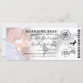 Boarding Pass Destination World Map Wedding Invitation (Front)