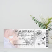 Boarding Pass Destination World Map Wedding Invitation (Standing Front)