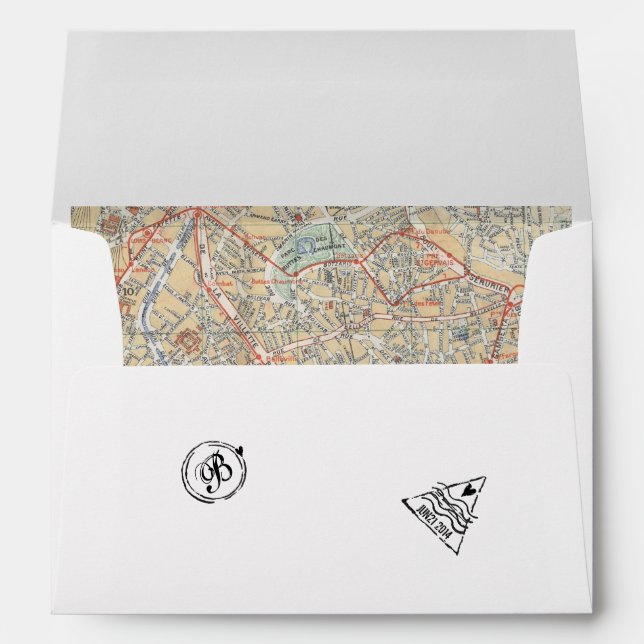 Boarding Pass Envelope with Passport Stamps & Map (Back (Bottom))