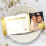 Boarding Pass Faux Gold Save the Date Ticket