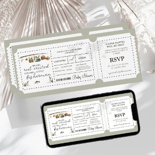 Boarding Pass Fisherman Boy Travel Baby Shower Invitation