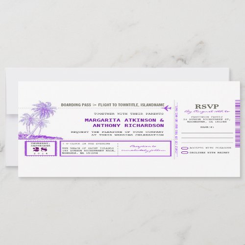 boarding pass flight wedding invites with RSVP