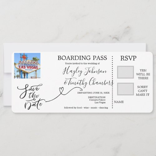 Boarding Pass for wedding in Las Vegas Nevada Invitation