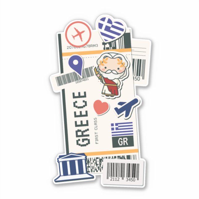 BOARDING PASS GREECE  STICKER (Front)