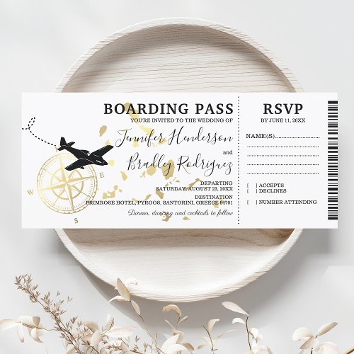 Boarding Pass Greek Islands Wedding Invitation