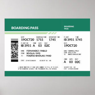 Boarding Pass - Green Poster