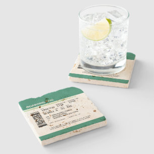 Boarding Pass - Green Stone Coaster