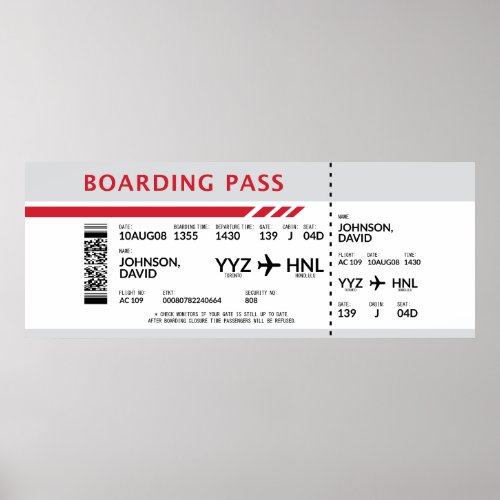 Boarding Pass _ Grey Poster